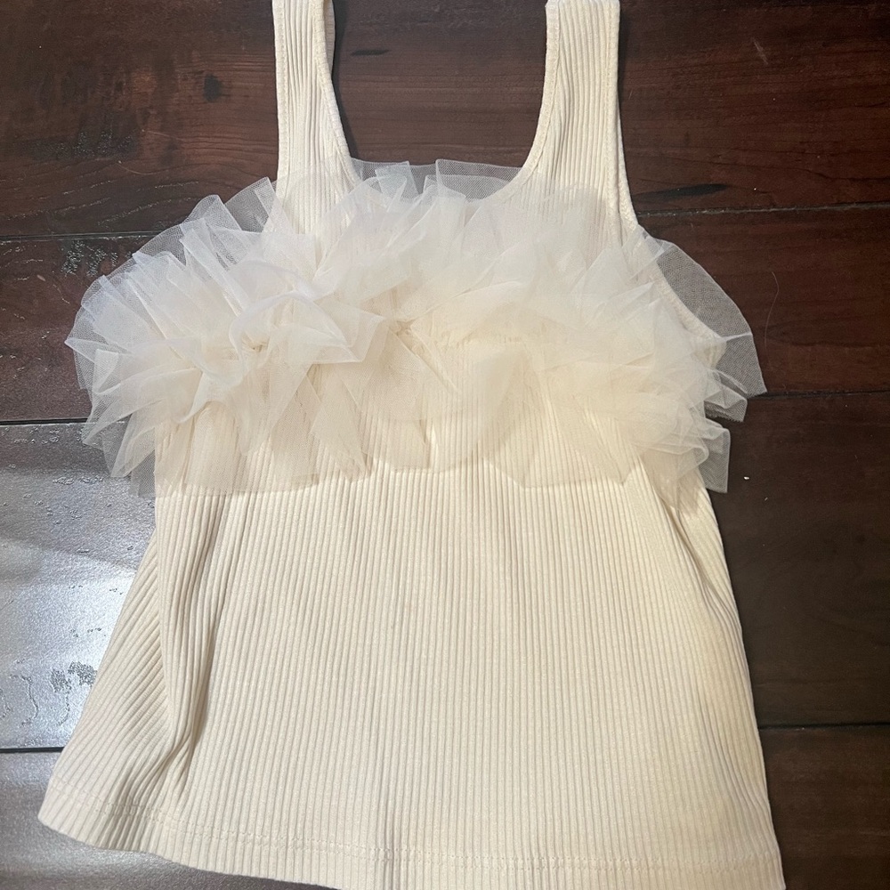 Zara Cream Ribbed Top